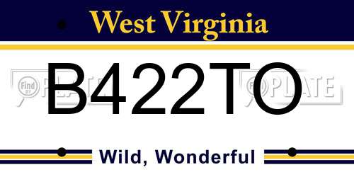 B422TO West Virginia License Plate
