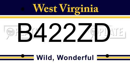 B422ZD West Virginia License Plate