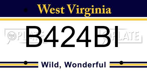 B424BI West Virginia License Plate