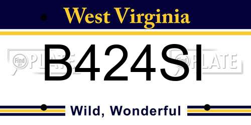 B424SI West Virginia License Plate