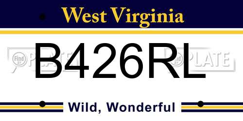 B426RL West Virginia License Plate