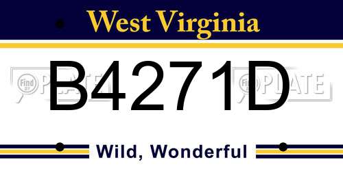B4271D West Virginia License Plate