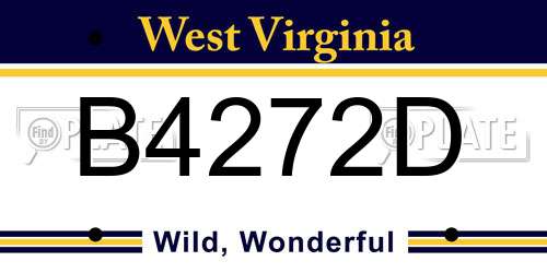 B4272D West Virginia License Plate