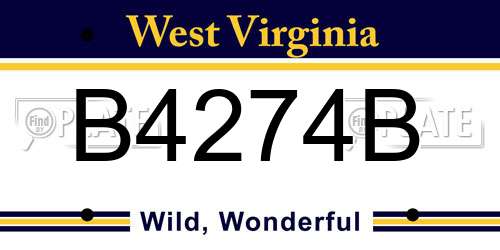 B4274B West Virginia License Plate