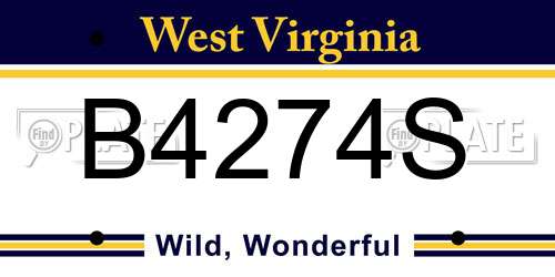 B4274S West Virginia License Plate