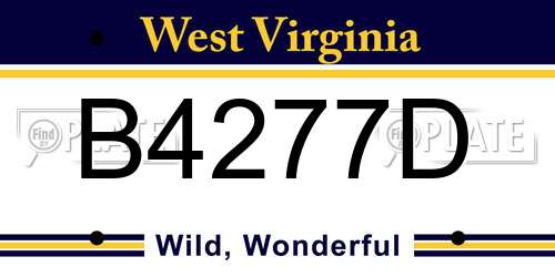 B4277D West Virginia License Plate