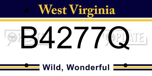 B4277Q West Virginia License Plate