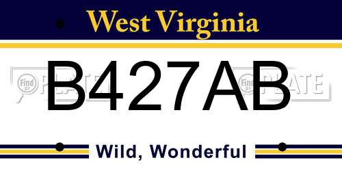B427AB West Virginia License Plate