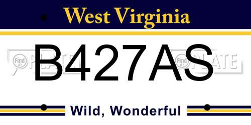 B427AS West Virginia License Plate
