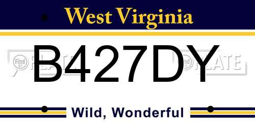 B427DY West Virginia License Plate