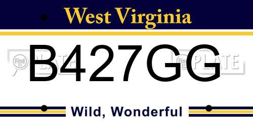 B427GG West Virginia License Plate