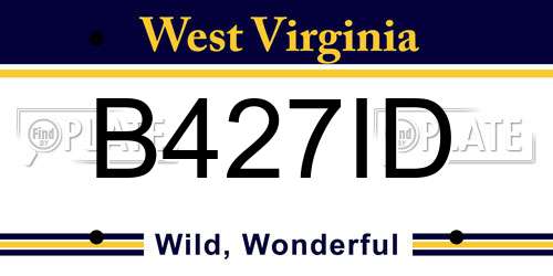 B427ID West Virginia License Plate