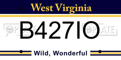 B427IO West Virginia License Plate