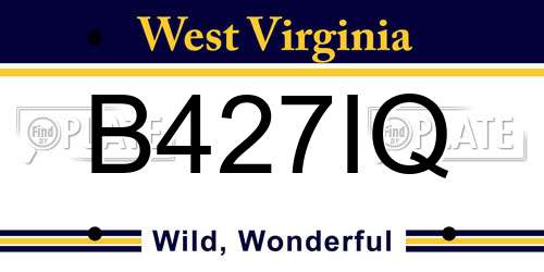 B427IQ West Virginia License Plate