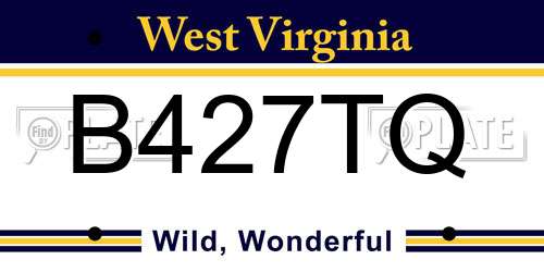 B427TQ West Virginia License Plate