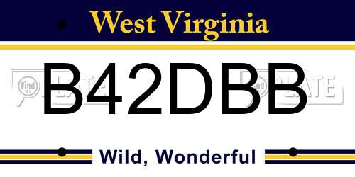 B42DBB West Virginia License Plate