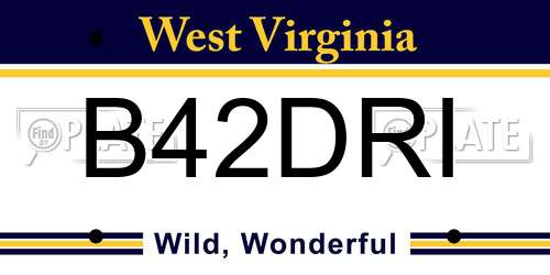 B42DRI West Virginia License Plate