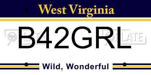 B42GRL West Virginia License Plate