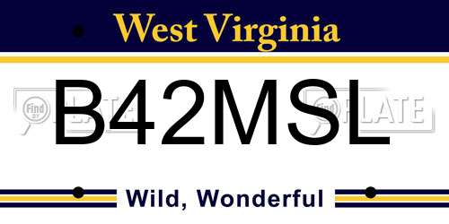 B42MSL West Virginia License Plate