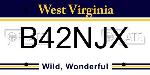B42NJX West Virginia License Plate