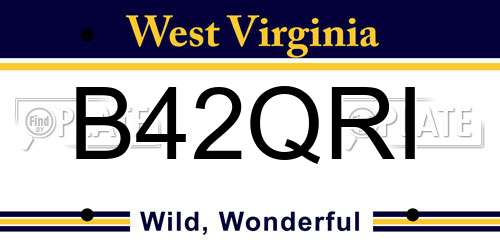 B42QRI West Virginia License Plate
