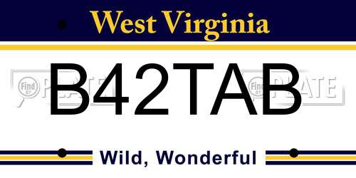 B42TAB West Virginia License Plate