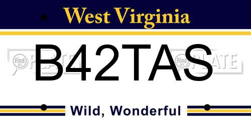 B42TAS West Virginia License Plate