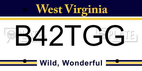 B42TGG West Virginia License Plate