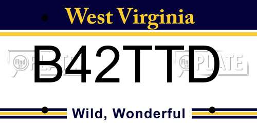B42TTD West Virginia License Plate