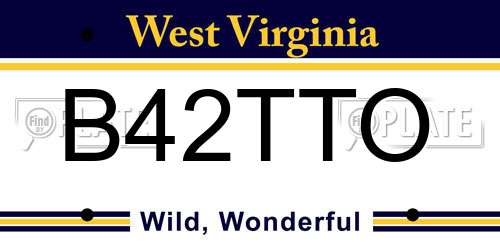 B42TTO West Virginia License Plate