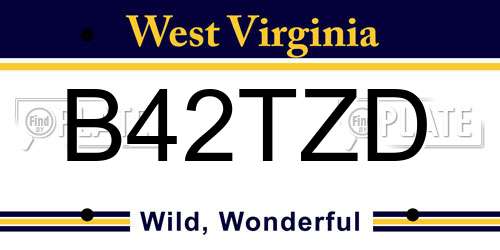 B42TZD West Virginia License Plate