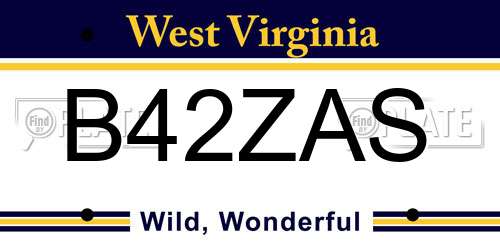 B42ZAS West Virginia License Plate