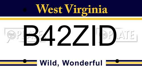 B42ZID West Virginia License Plate