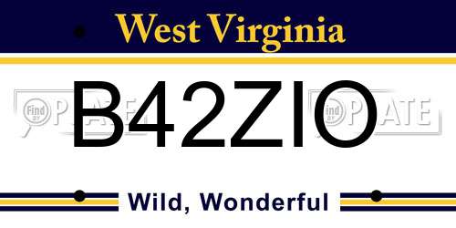 B42ZIO West Virginia License Plate