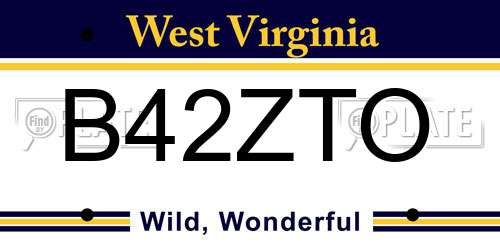 B42ZTO West Virginia License Plate