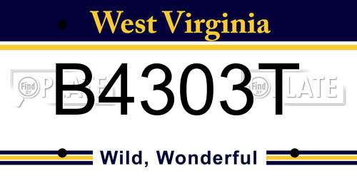 B4303T West Virginia License Plate