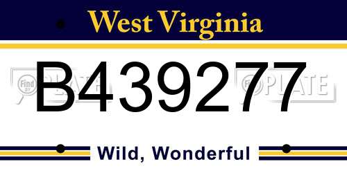B439277 West Virginia License Plate