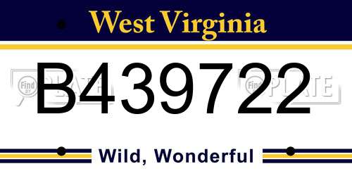 B439722 West Virginia License Plate