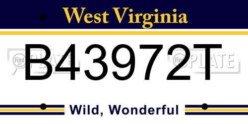 B43972T West Virginia License Plate