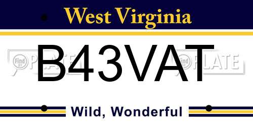 B43VAT West Virginia License Plate