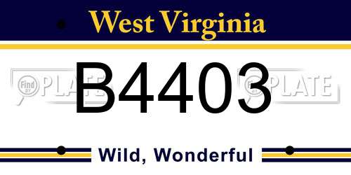 B4403 West Virginia License Plate
