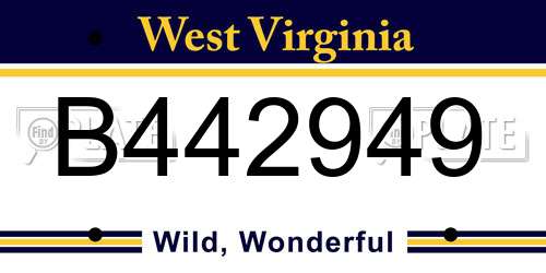 B442949 West Virginia License Plate