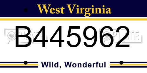 B445962 West Virginia License Plate