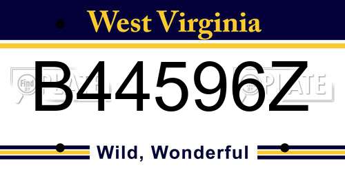 B44596Z West Virginia License Plate