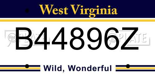 B44896Z West Virginia License Plate