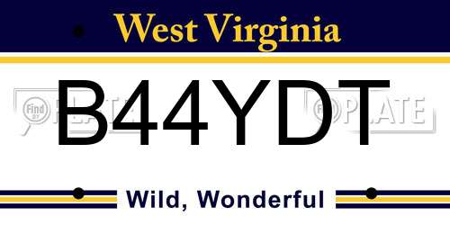 B44YDT West Virginia License Plate