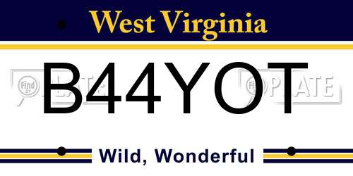 B44YOT West Virginia License Plate