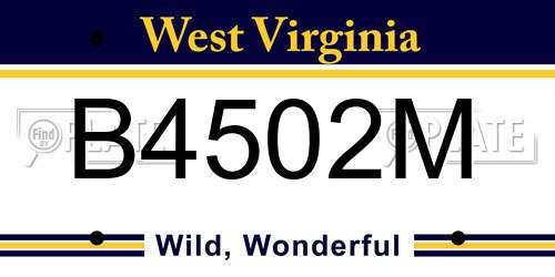 B4502M West Virginia License Plate