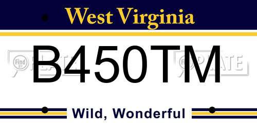 B450TM West Virginia License Plate