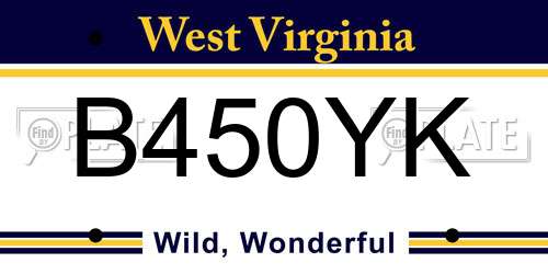 B450YK West Virginia License Plate